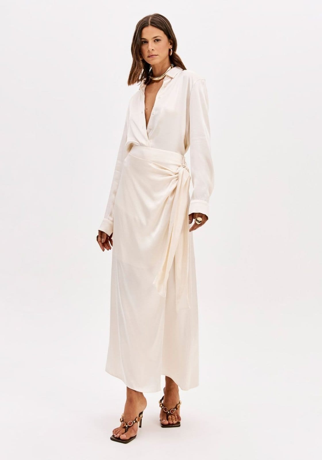 Saia Envelope Super Midi Cintura Alta