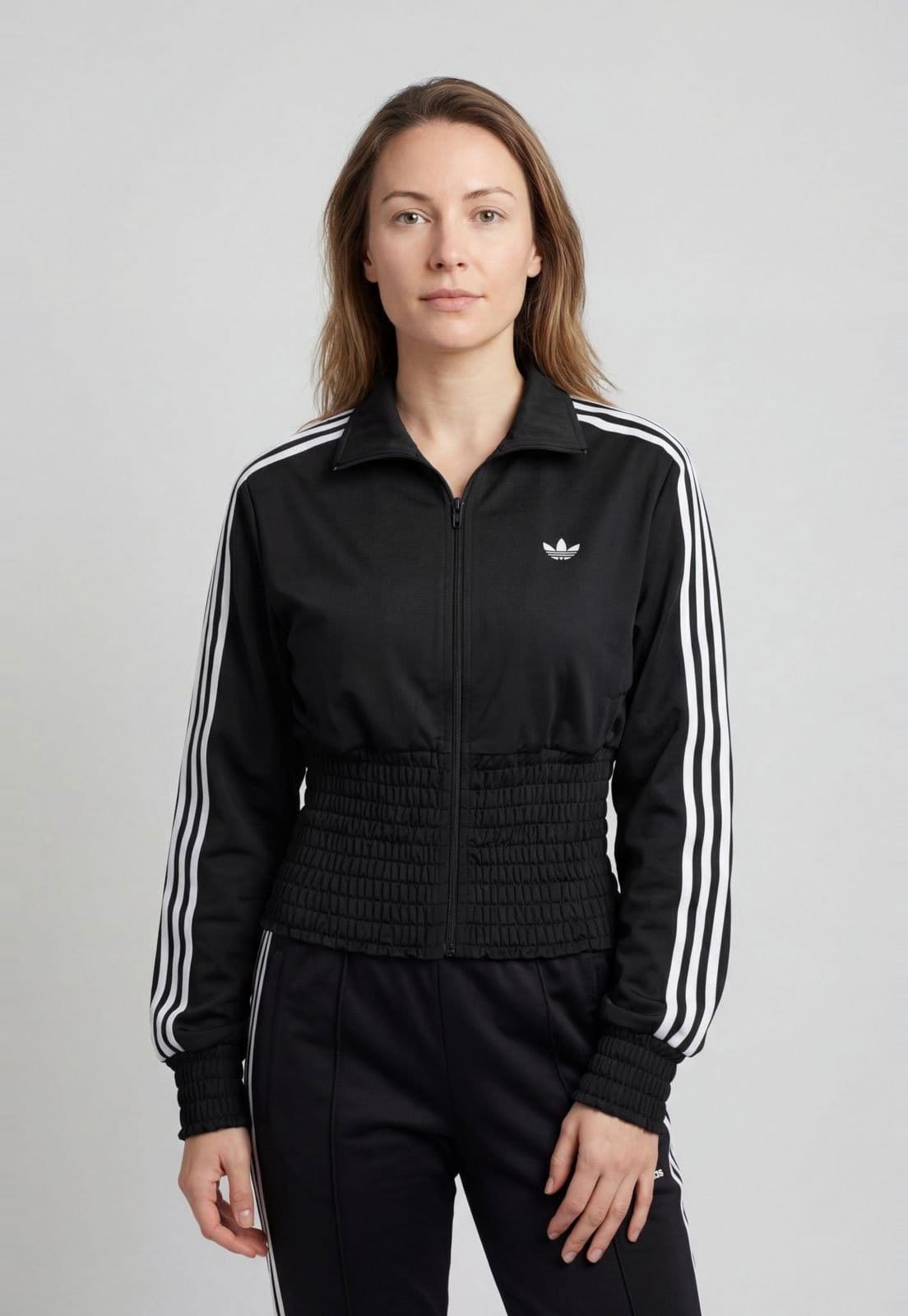 Jaqueta Feminina adidas Originals Smocked FB TT Preta