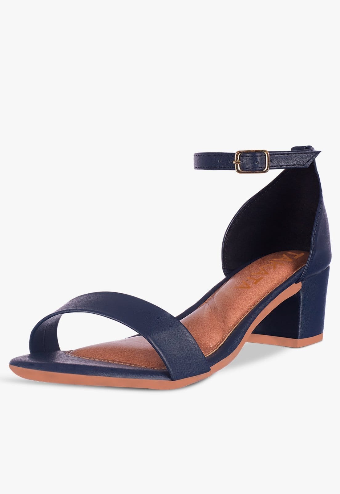 Sandalia Feminina Salto Grosso Bloco Tratorada Marinho