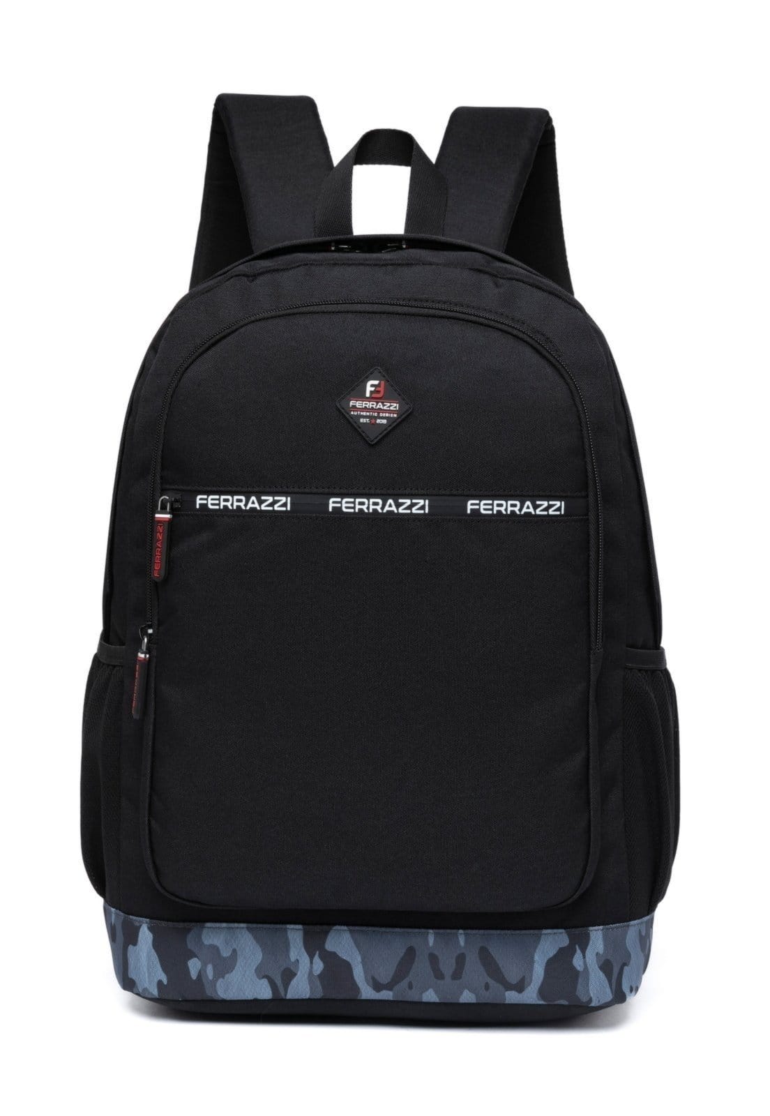 Vista principal Mochila Masculina Casual Camuflada Alças Acolchoadas Reforçada Ferrazzi preto