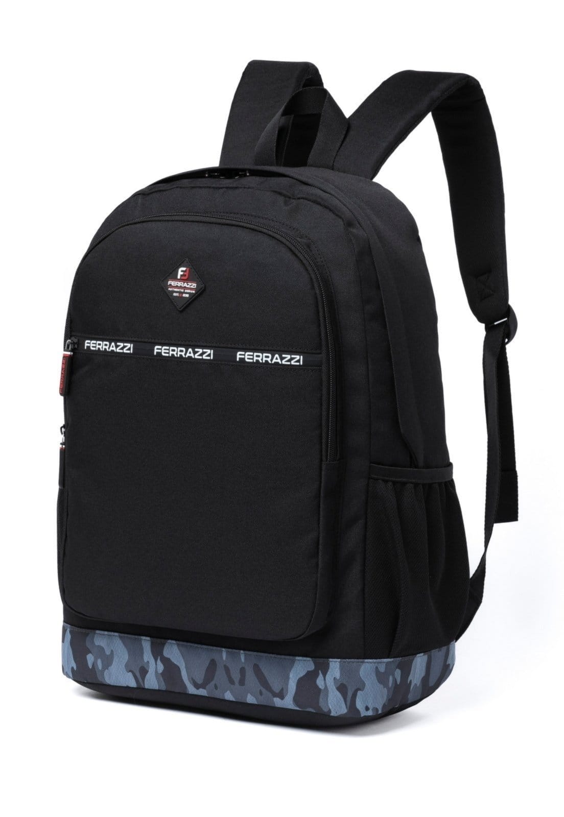 Vista 2 Mochila Masculina Casual Camuflada Alças Acolchoadas Reforçada Ferrazzi preto