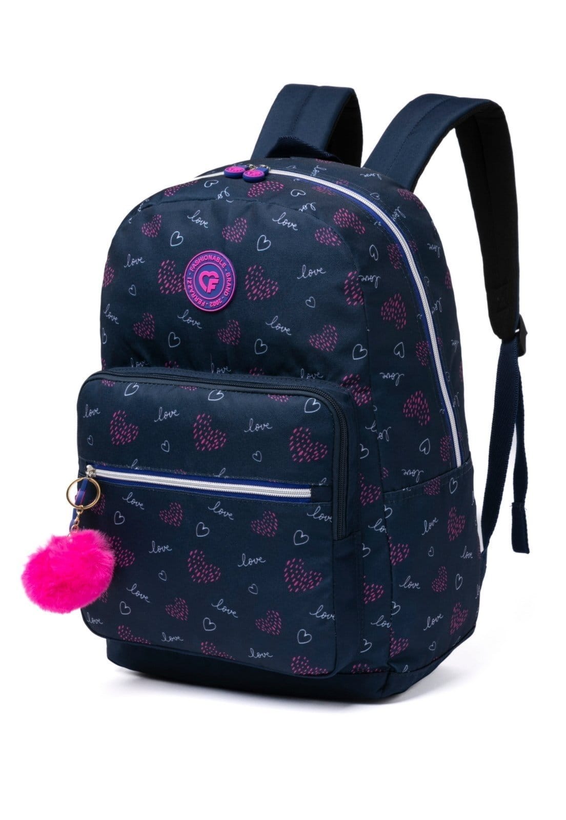 Vista 2 Kit Mochila Escolar Feminina Estojo Reforçada Moderna Ferrazzi rosa