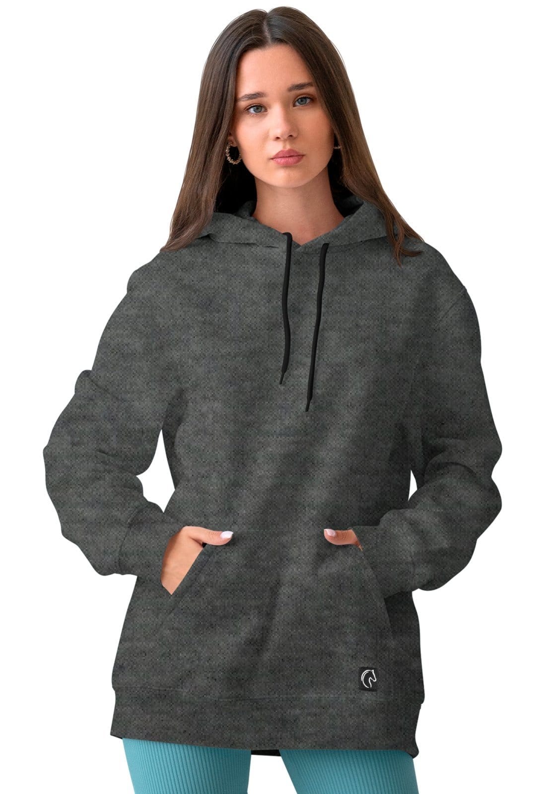 Vista 2 Blusa De Frio Feminina W2 Moletom Liso Com Capuz e Bolso Canguru Felpado Chumbo W2 STORE azul/azul marinho/bege/branco/cinza/grafite/preto/rosa