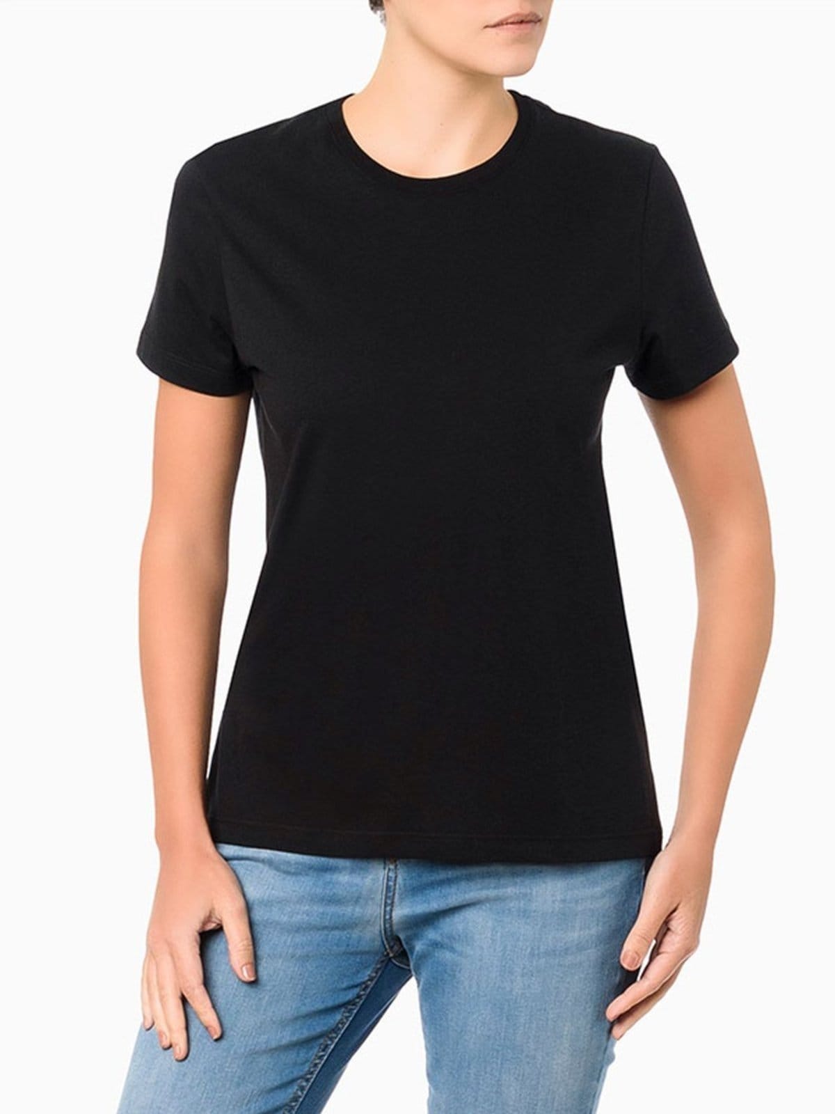 Vista principal Camiseta Feminina Essentials Estampa na Barra Calvin Klein Jeans Calvin Klein Jeans preto