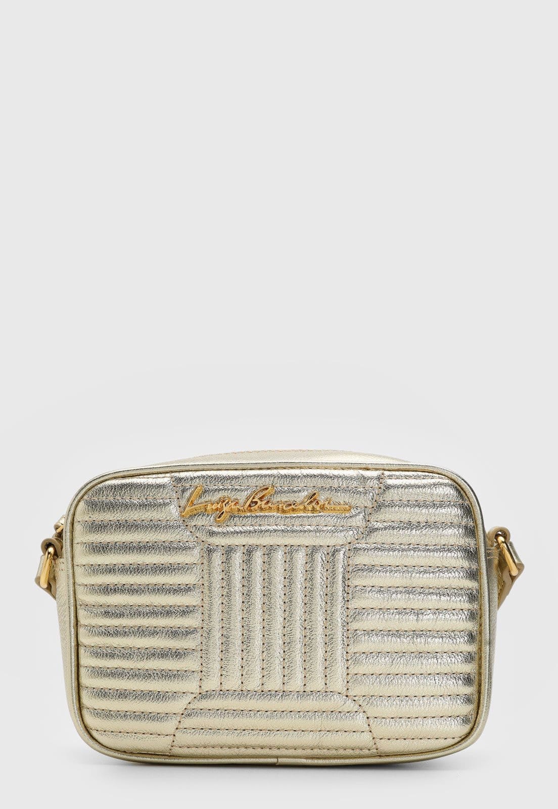 Vista 2 Bolsa Tiracolo Luiza Barcelos Logo Dourada Luiza Barcelos dourado