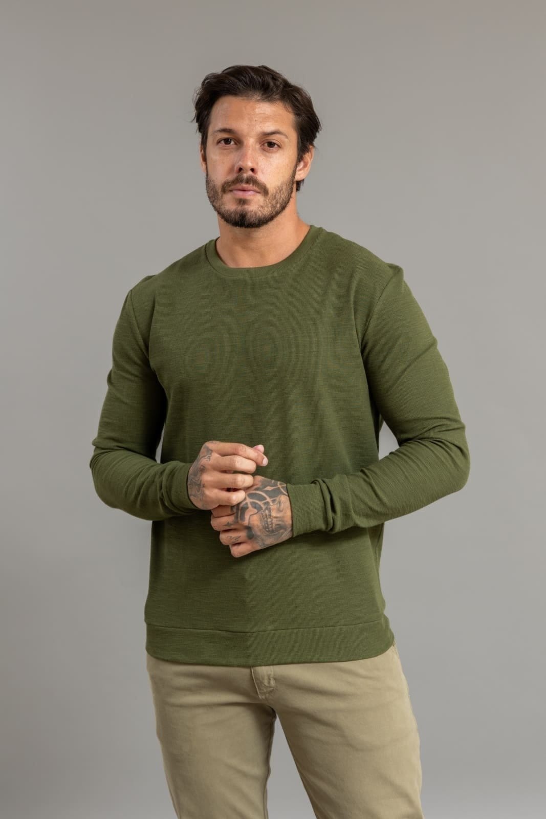 Blusa Moletom Masculina Manga Longa Texturizada Dialogo