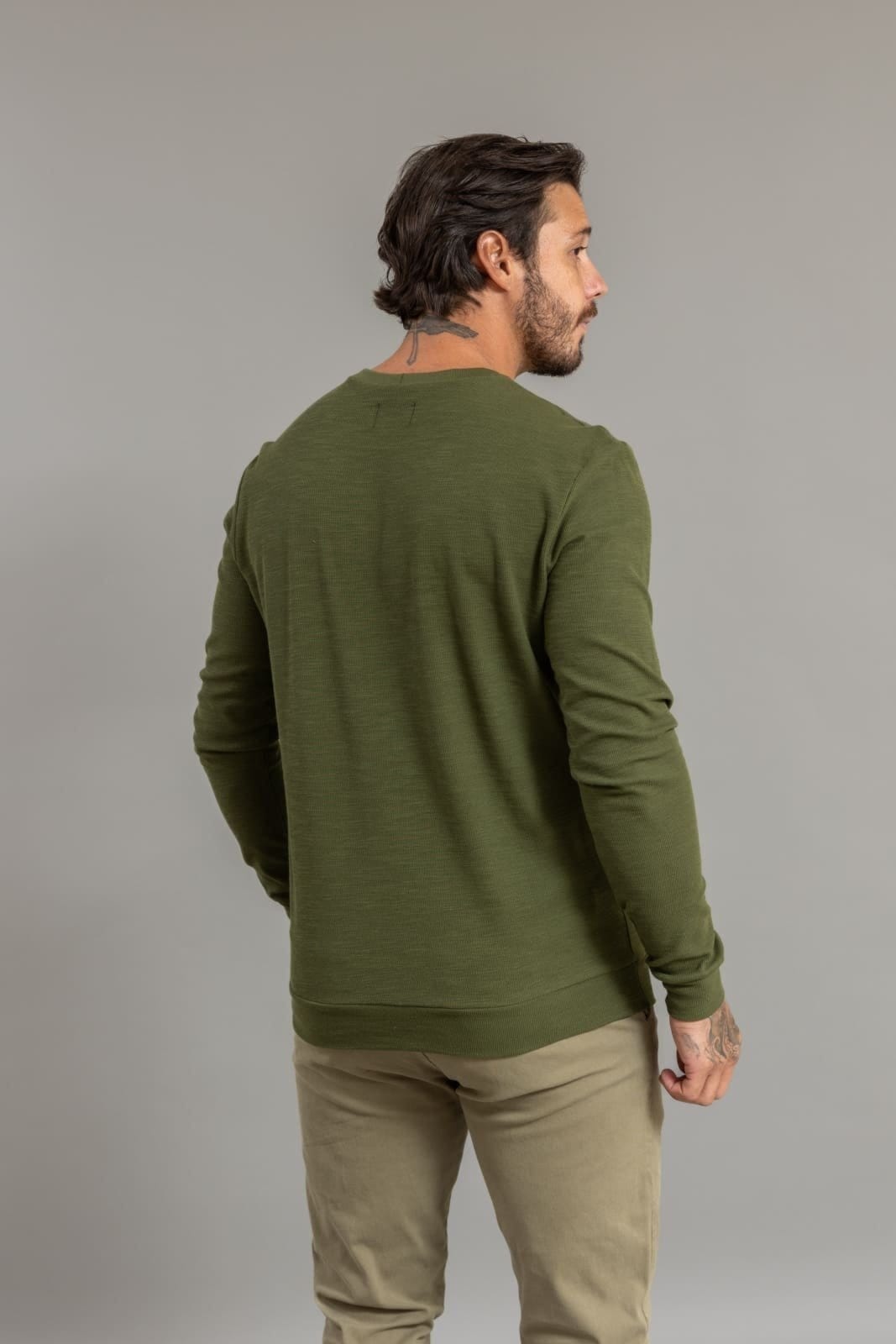 Vista 2 Blusa Moletom Masculina Manga Longa Texturizada Dialogo DIALOGO verde