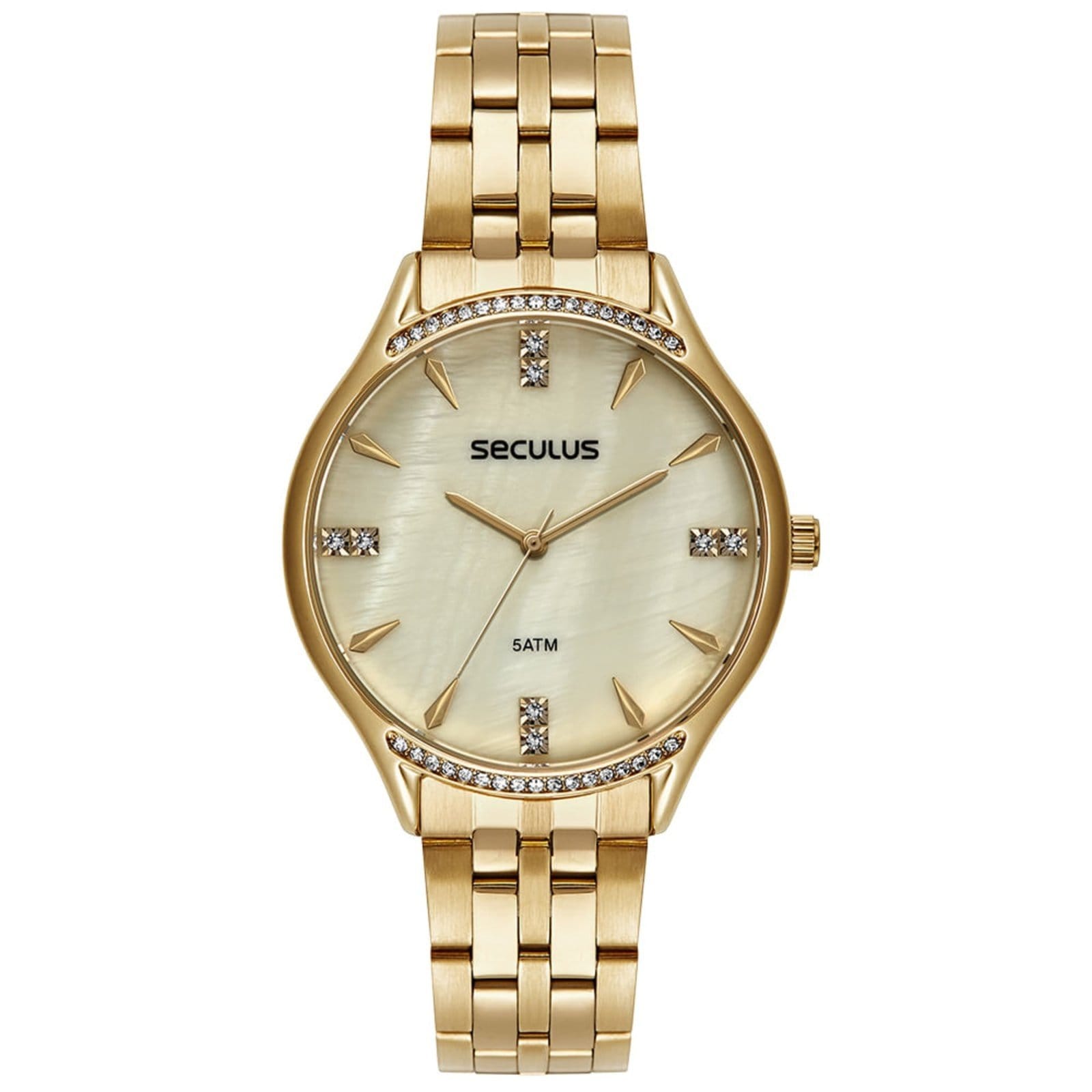 Relógio Seculus Feminino Cristais Madrepérola