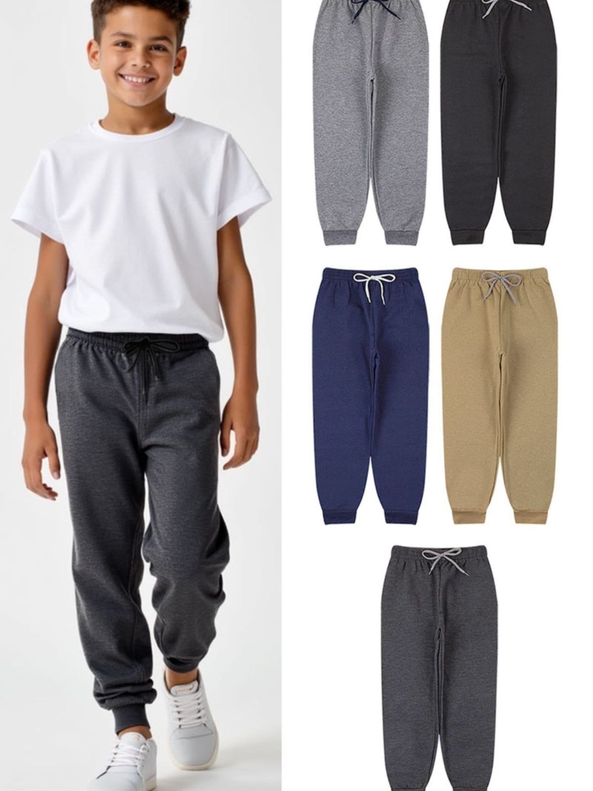 Vista 2 Infantil - Kit 5 Calças Moletom Peluciado Sortidos Babei no Look unico