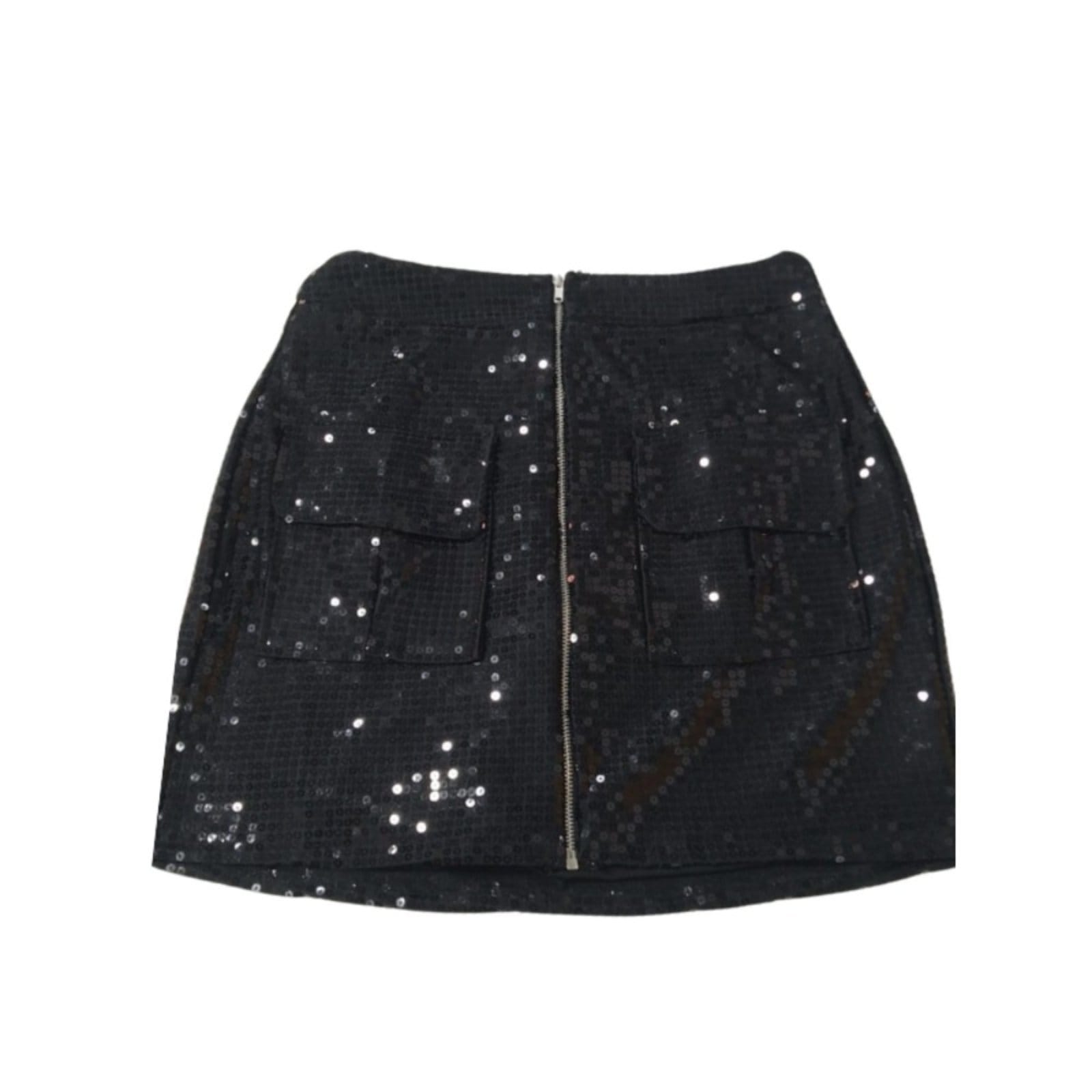 Vista 2 Sawary Fashion Saia Paetê Com Bolsos Cosmos Sawary Fashion preto