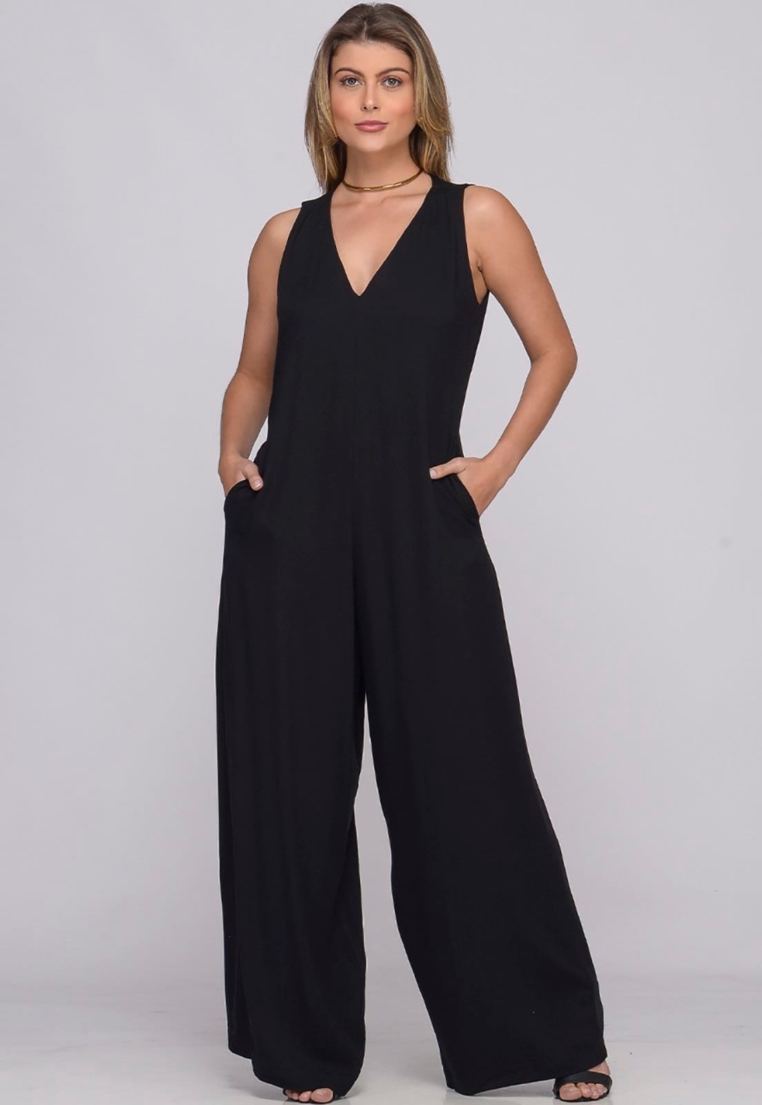 Macacão Pantalona Decote V B'Bonnie Bianca