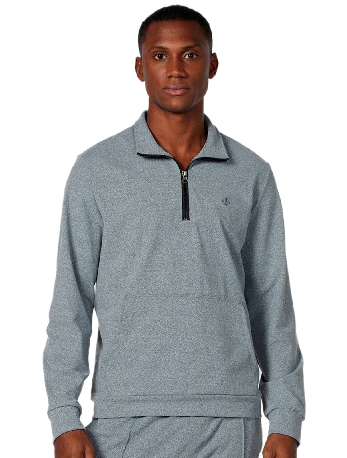 Blusa Dudalina Masculina Malha Flex Meio Ziper Mescla