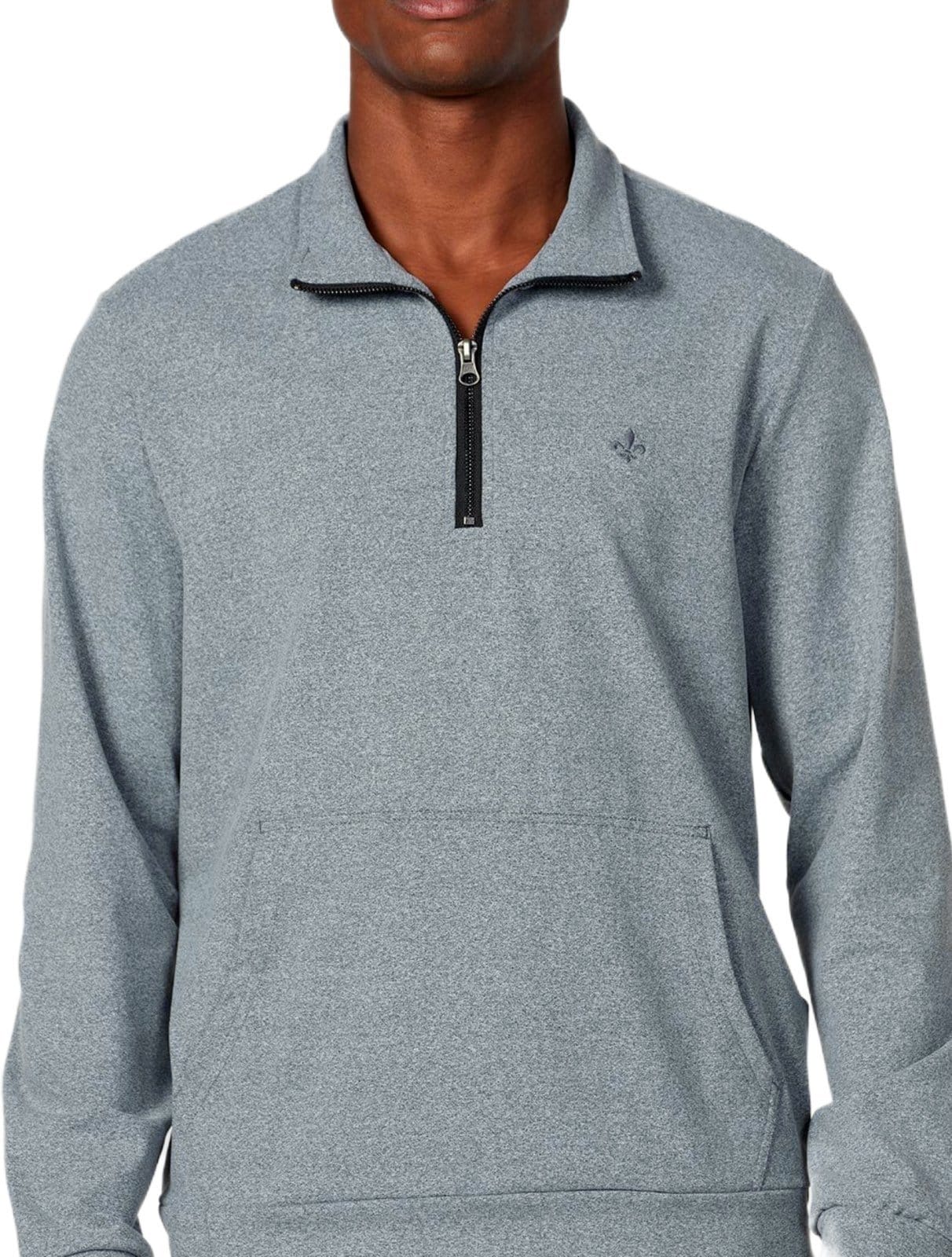 Vista 2 Blusa Dudalina Masculina Malha Flex Meio Ziper Mescla Dudalina cinza