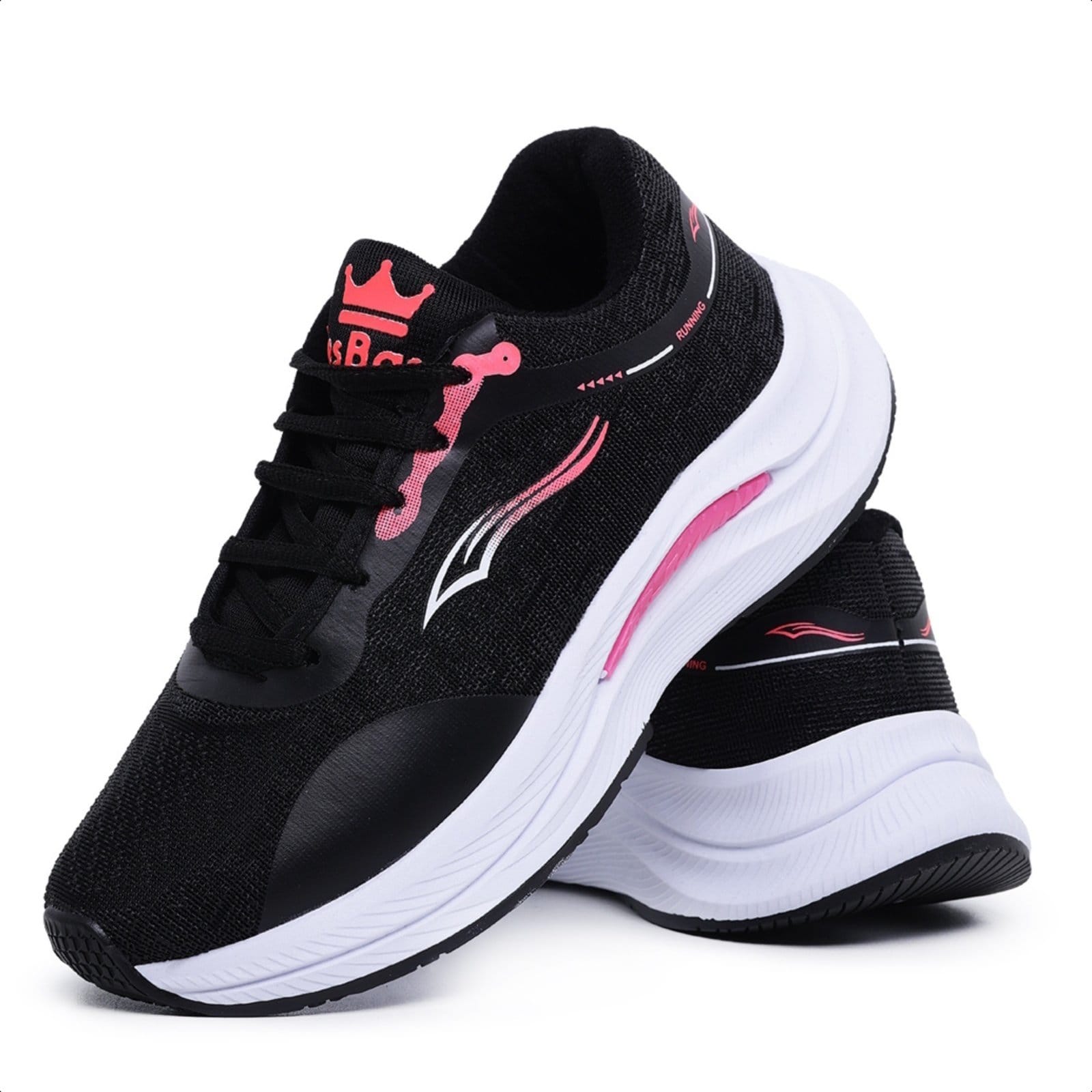 Vista 2 kit 2 Tênis Bia Ramos Esportivo Caminhada Academia Feminino Confortavel e Grafite Bia Ramos preto