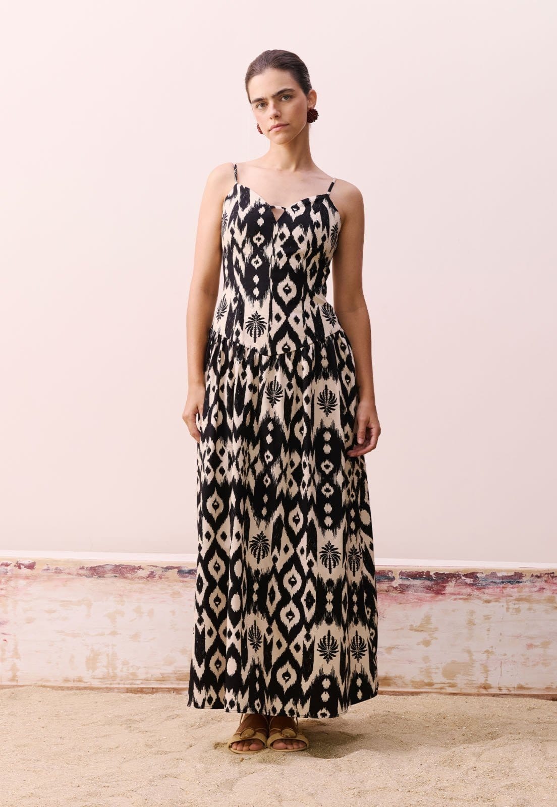 Vestido Drop Waist CaCay Estampado Tucum