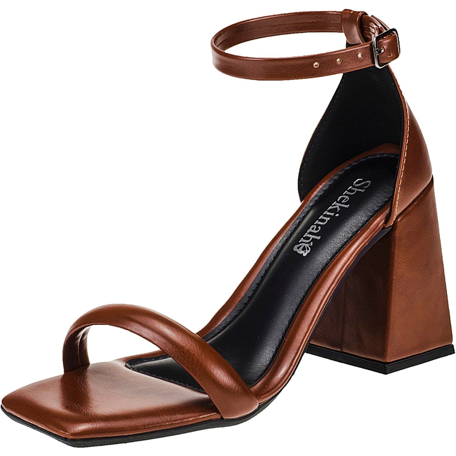 Salto Feminino Sandália Saltinho Bloco Quadrado Geométrico Shekinah Casual Moderna Macia Moda