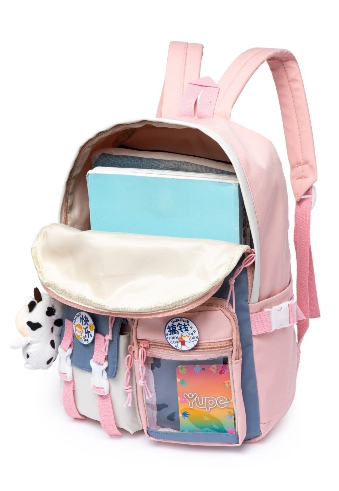 Vista 2 Infantil - Mochila Feminina Bolsa Espaçosa Escola Passeio Antifurto Resistente YUPE rosa