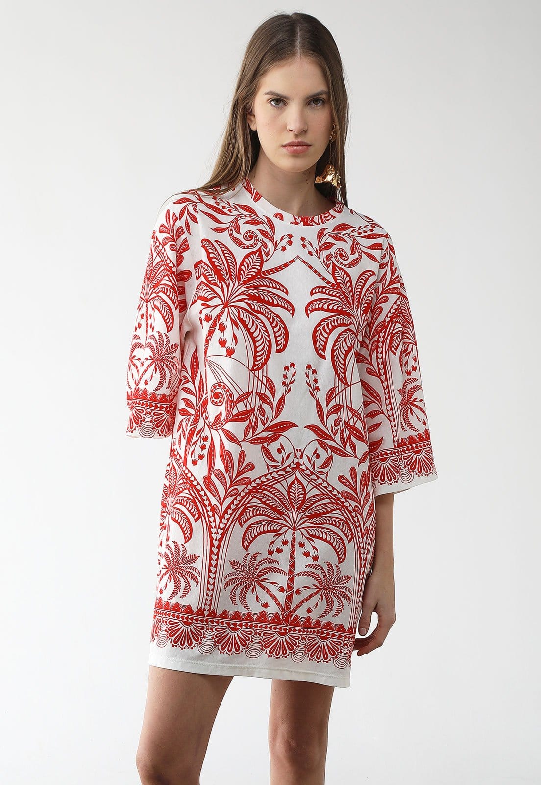 Vestido Feminino FARM Curto Estampa Botânica