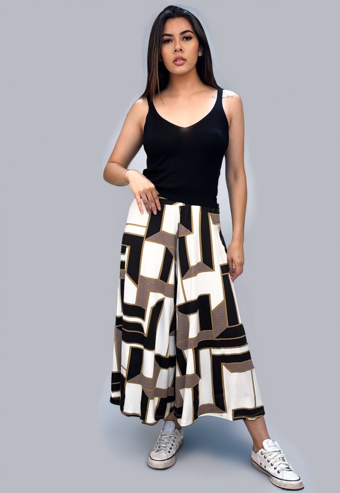 Calça Pantacourt Cabanafree Saia Malha Macaúba Estampa Igaci