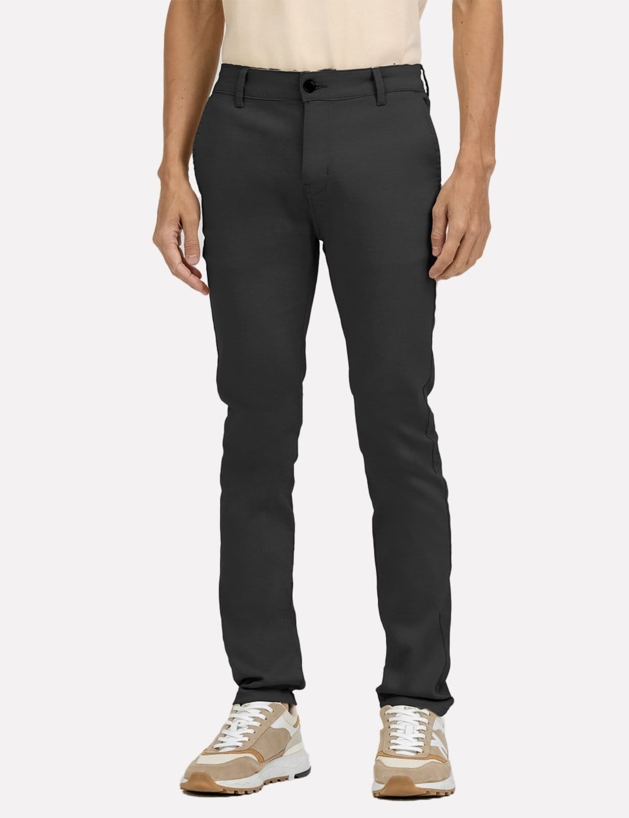 Vista 2 Calça K&J Black Masculina Slim Sarja Preta King E Joe preto black