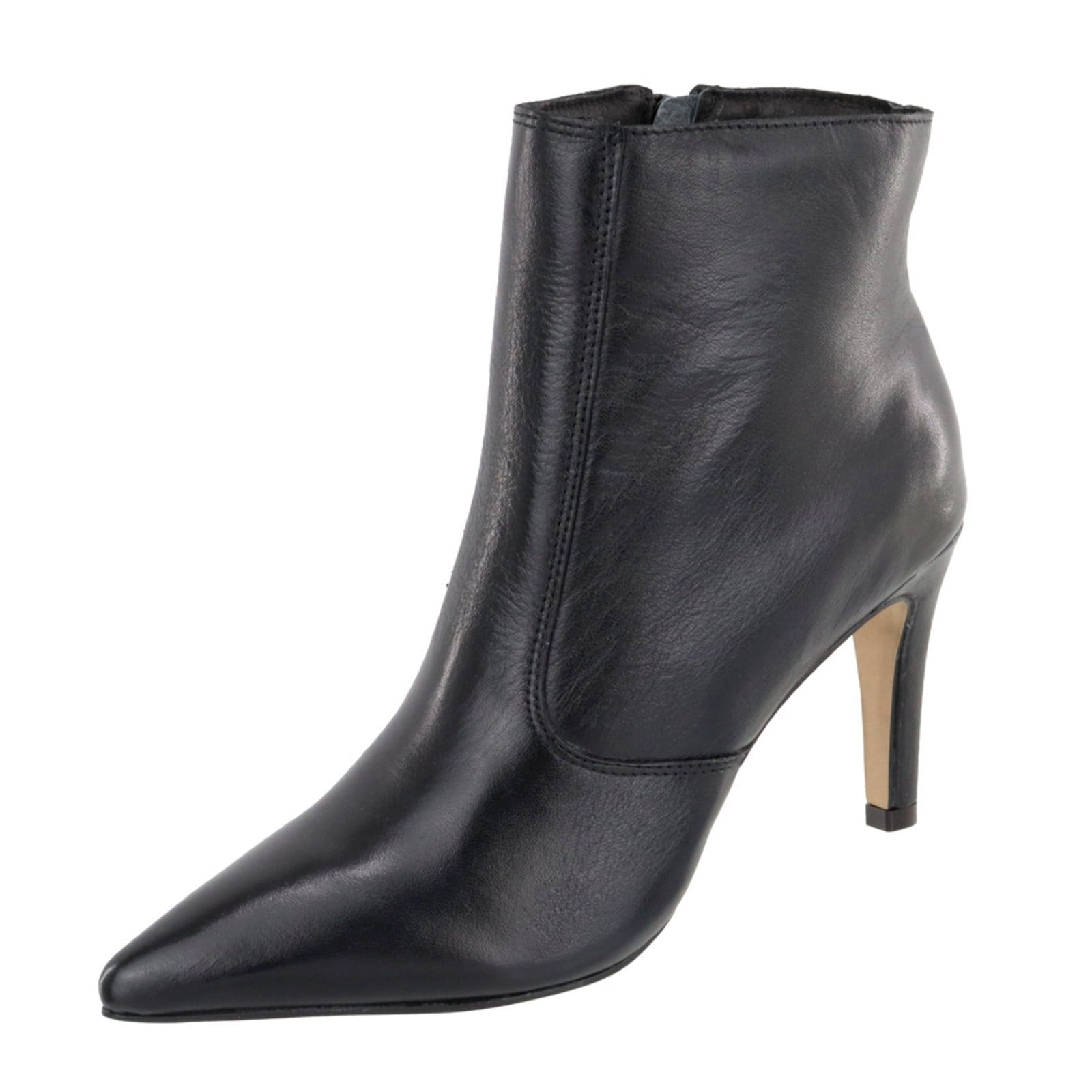 Bota Cano Curto Bico e Salto Fino em Couro Maria Paula