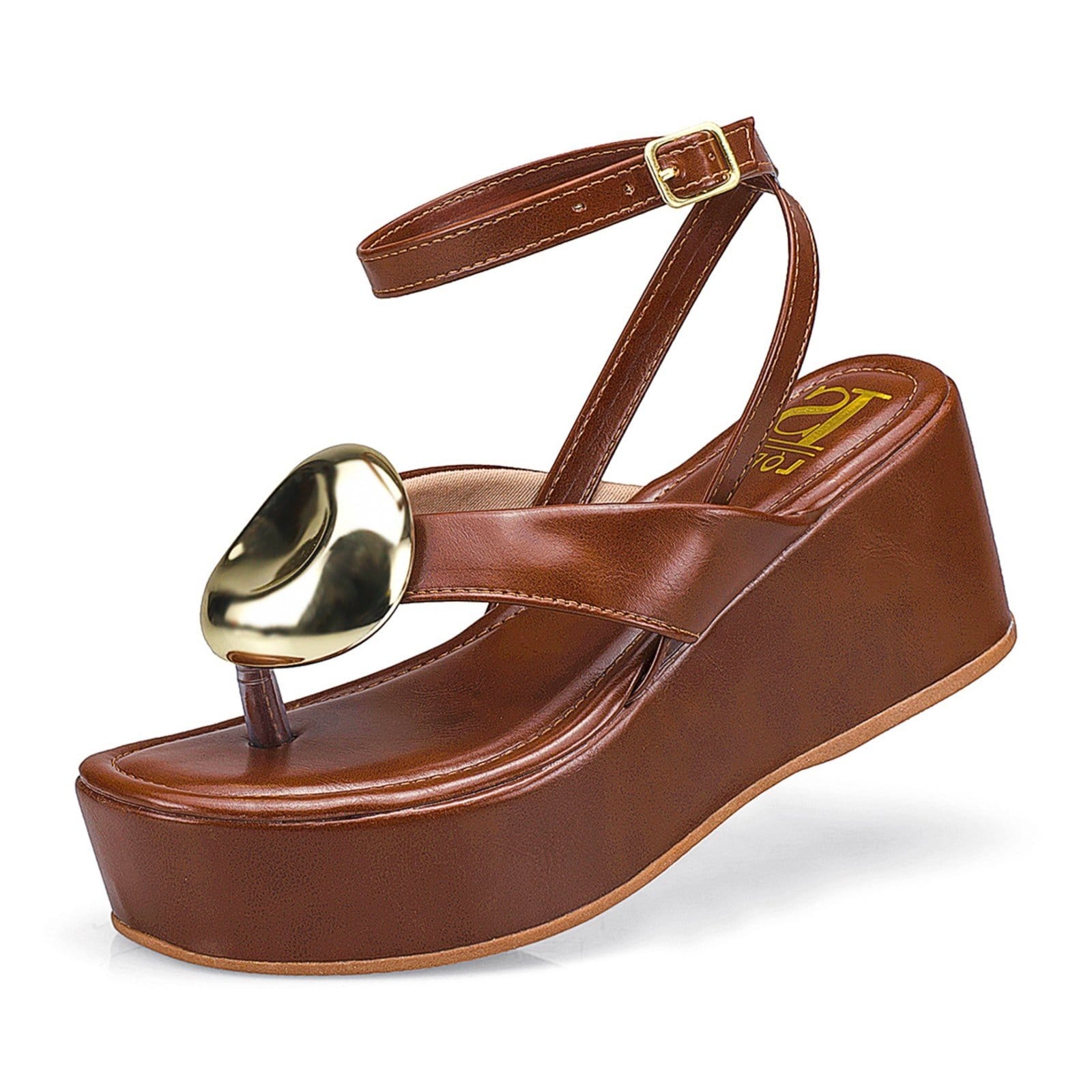 Sandália Feminina Tira Anabela Flatform Fivela Ilhós Estilosa 430