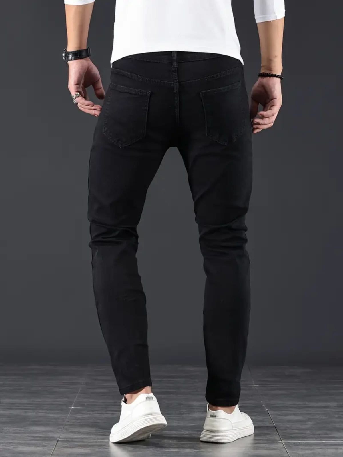 Vista 2 Calça Masculina Skinny Preta - KOVALI Casual e Confortavel KOVALI FASHION STORE jeans/preto