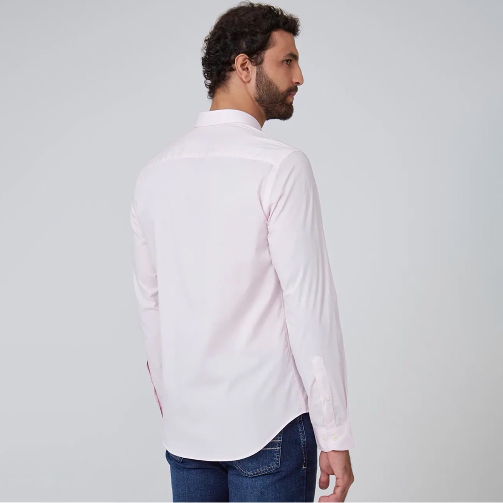 Vista 2 Camisa Dudalina Milano Stretch In25 Masculino Dudalina rosa