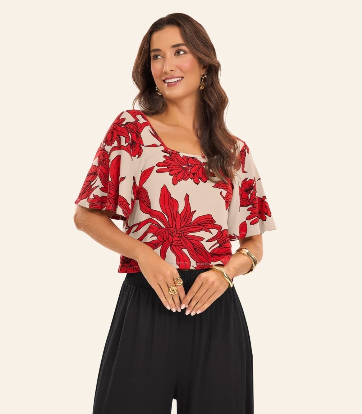 Calça Pantalona Feminina Visco Maquinetada Rovitex