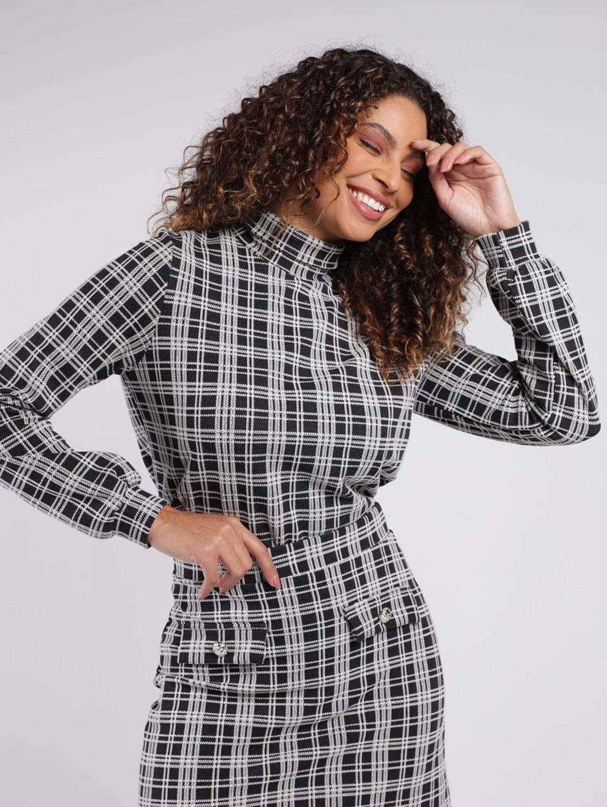 Vista principal Blusão Xadrez Autentique Feminino Autentique preto