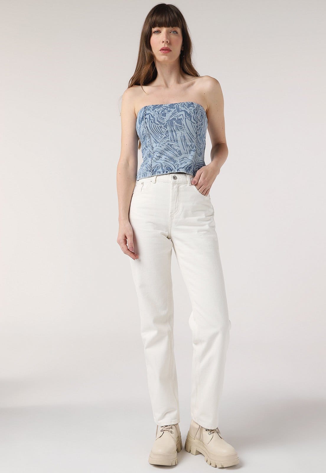 Top Jeans Vero Moda Tomara Que Caia Abstrato