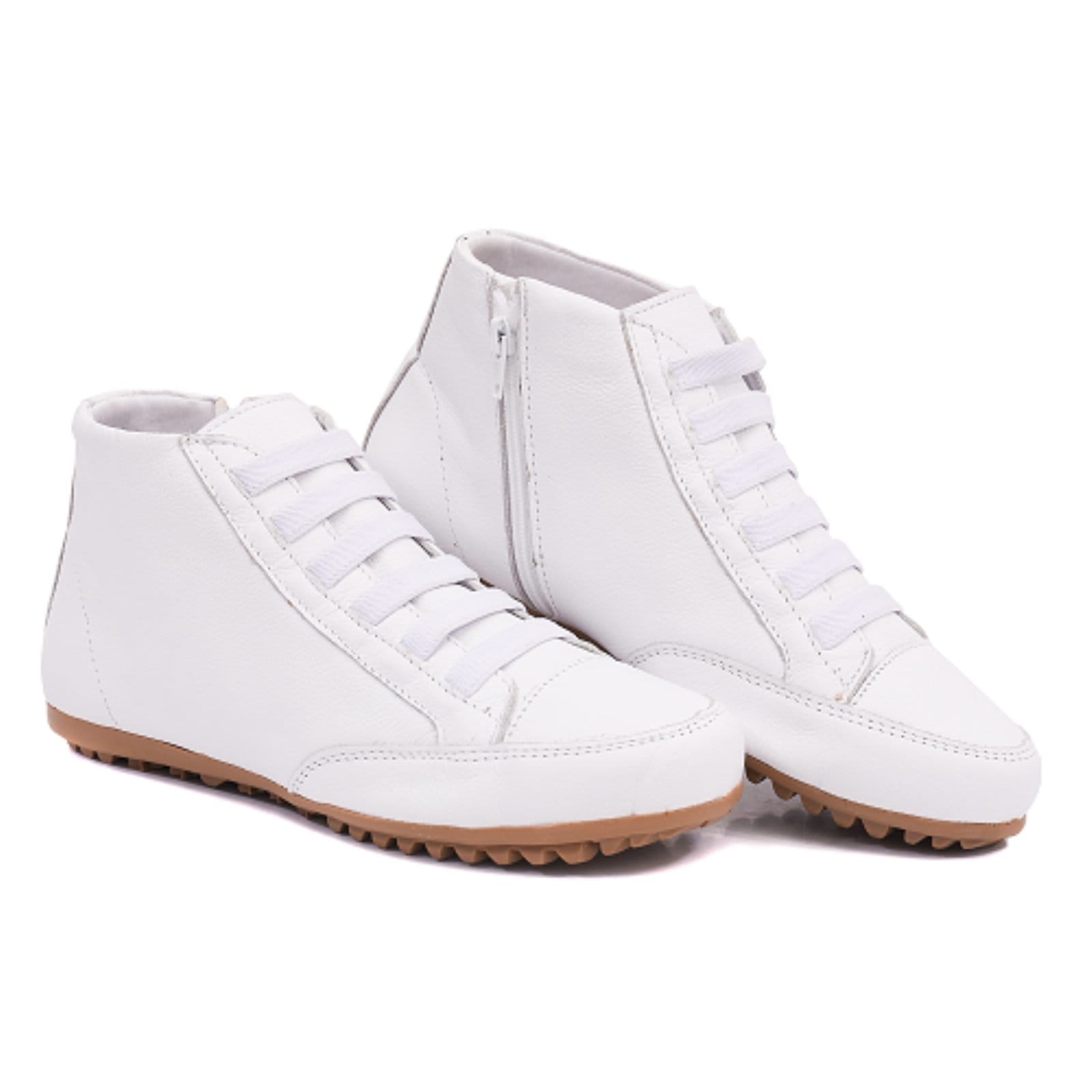 Vista 2 Bota Feminina Branca Comfort Cano Curto Sem Salto Zíper ROMEU E JULIETA SHOES branco