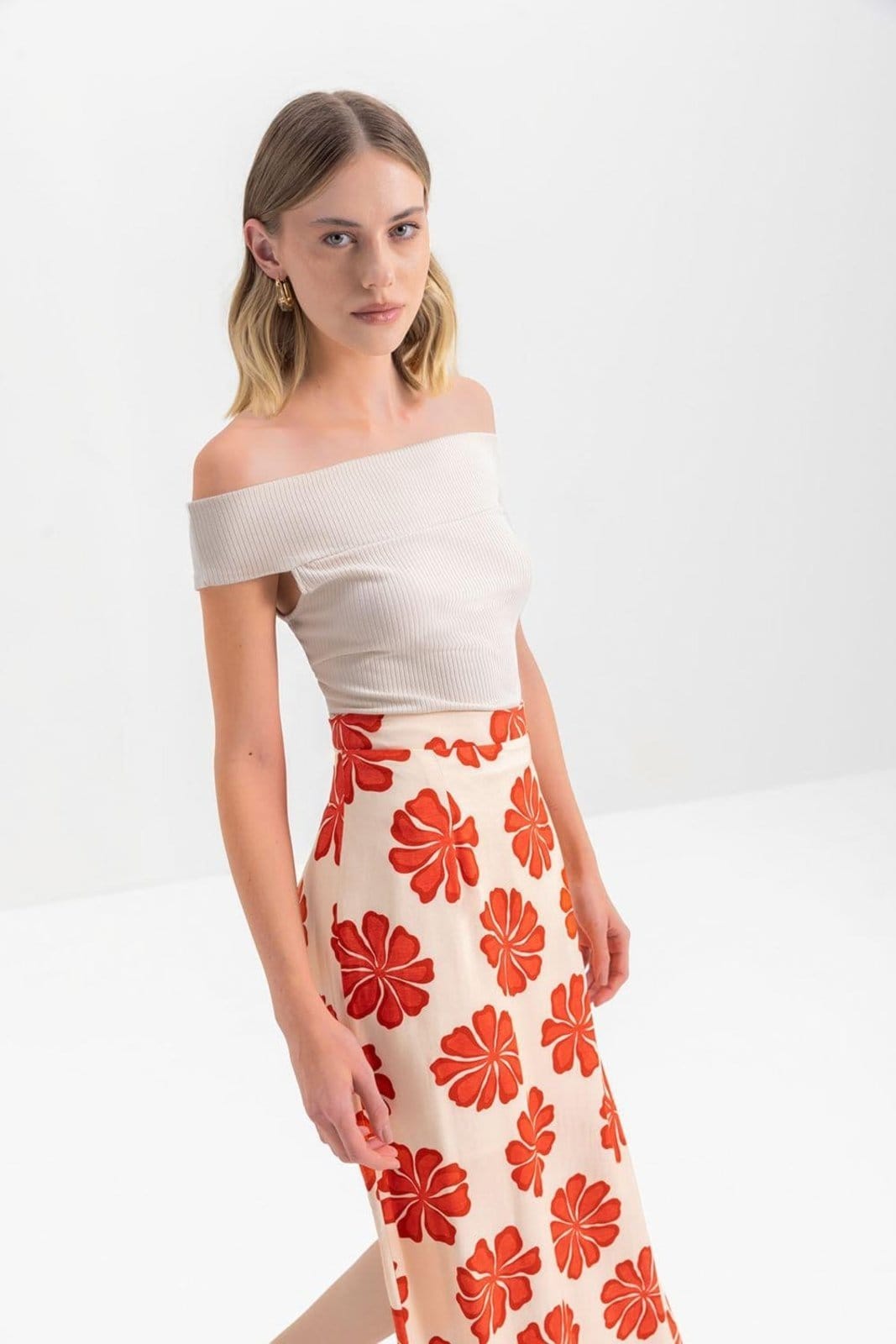 Vista 2 Saia Feminina Viscose Essendi Off-white Essendi off-white white