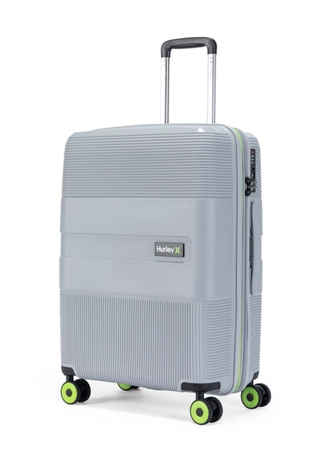 Vista 2 Kit 3 Mala Viagem Com Rodinhas Hurley Masculina 360° Rígida Reforçada Padrão Anac Cadeado Tsa hurley cinza