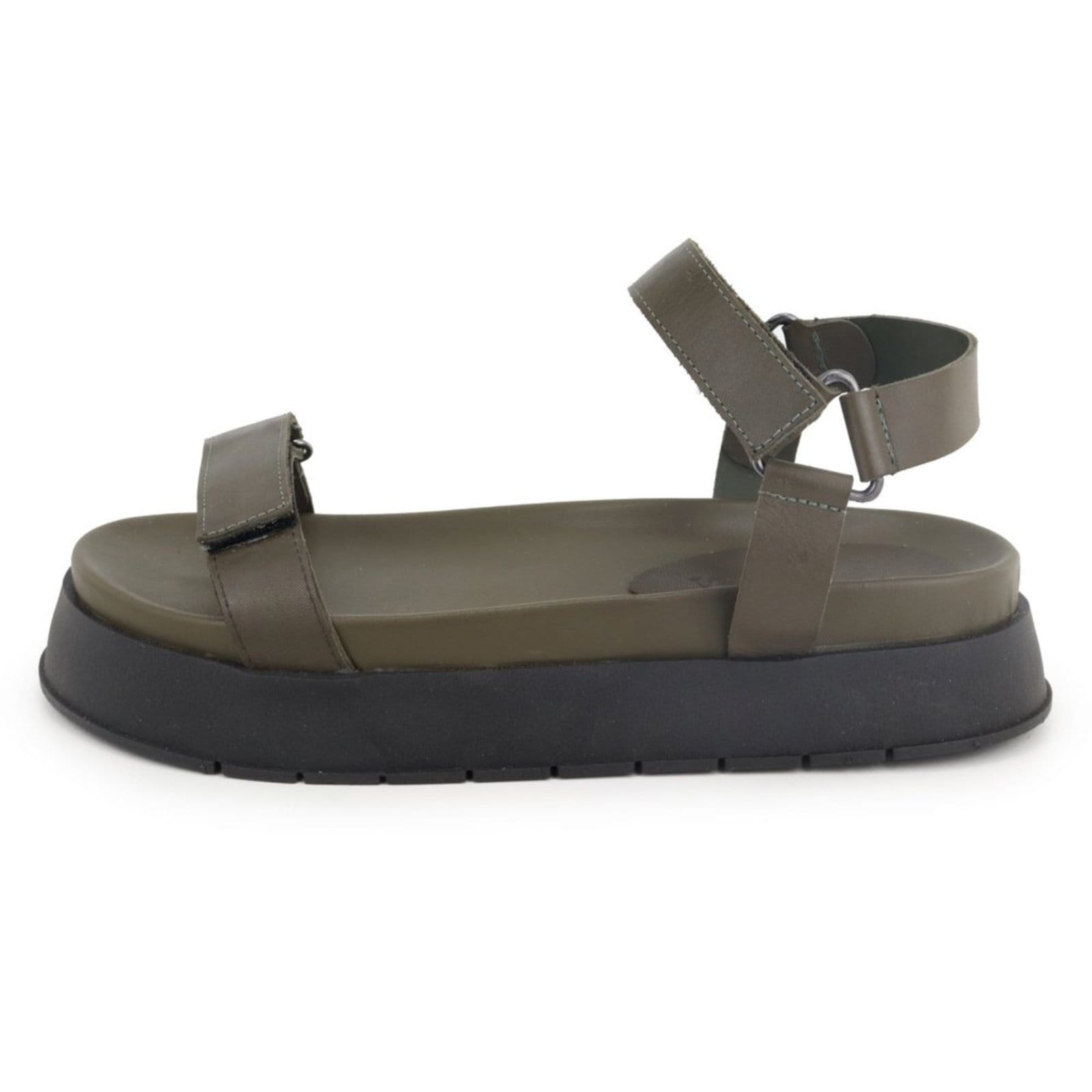 Sandália Papete Flatform Feminina Conforto em Couro Lacre Maria Paula Musgo