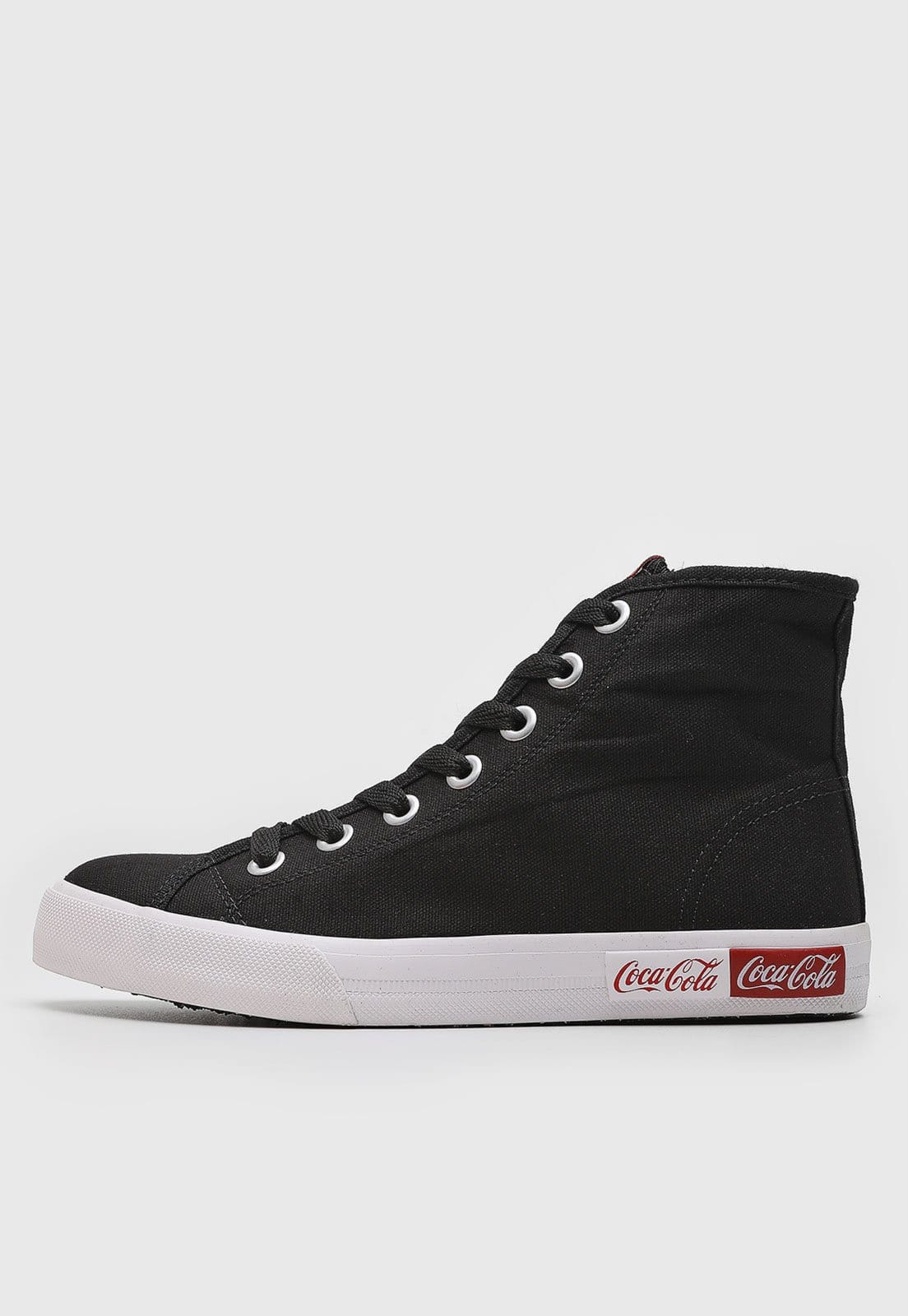 Vista principal Tênis Feminino Coca-Cola Cano Alto Coca-Cola preto