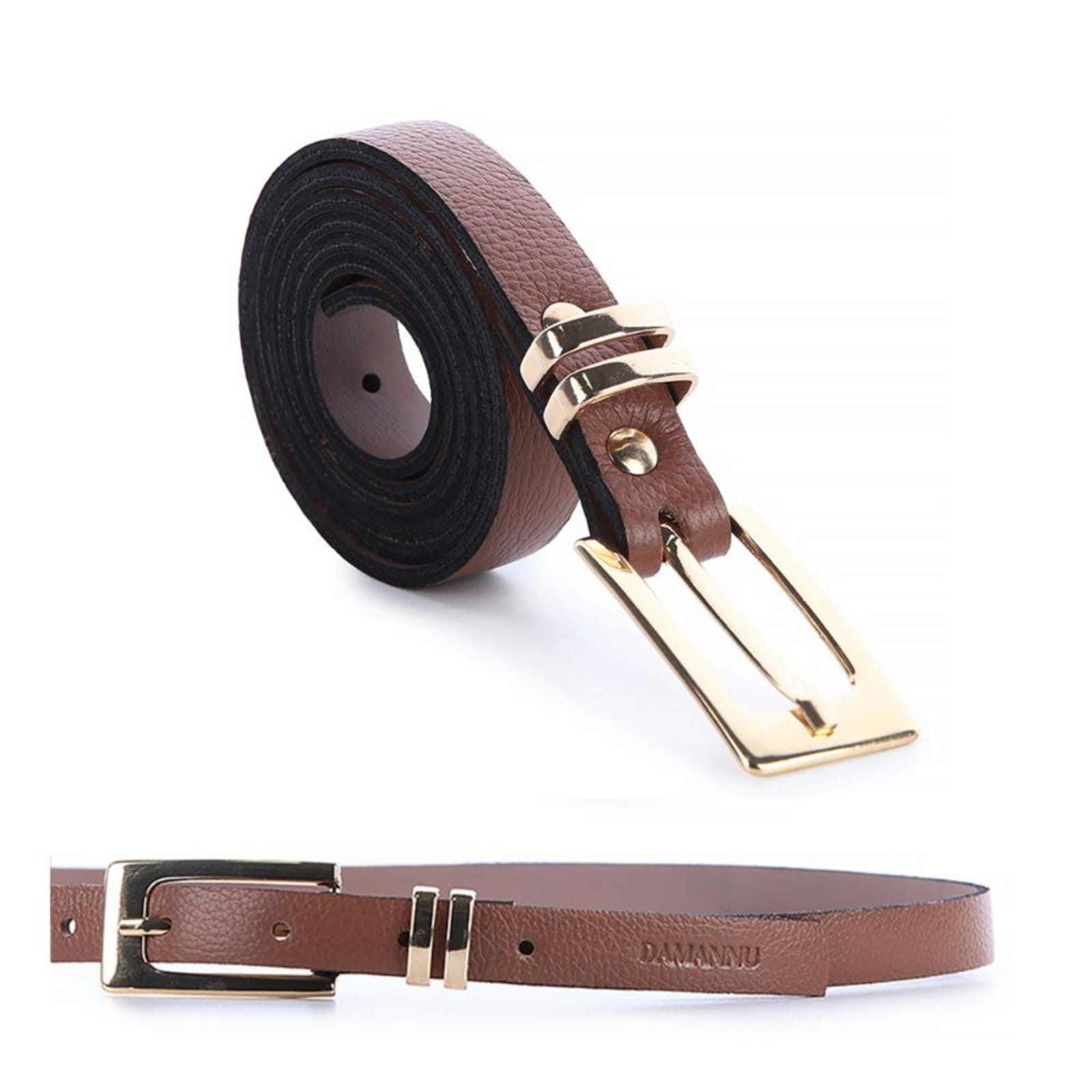 Vista principal Anne - Cinto Femino Couro Legítimo Damannu Shoes caramelo