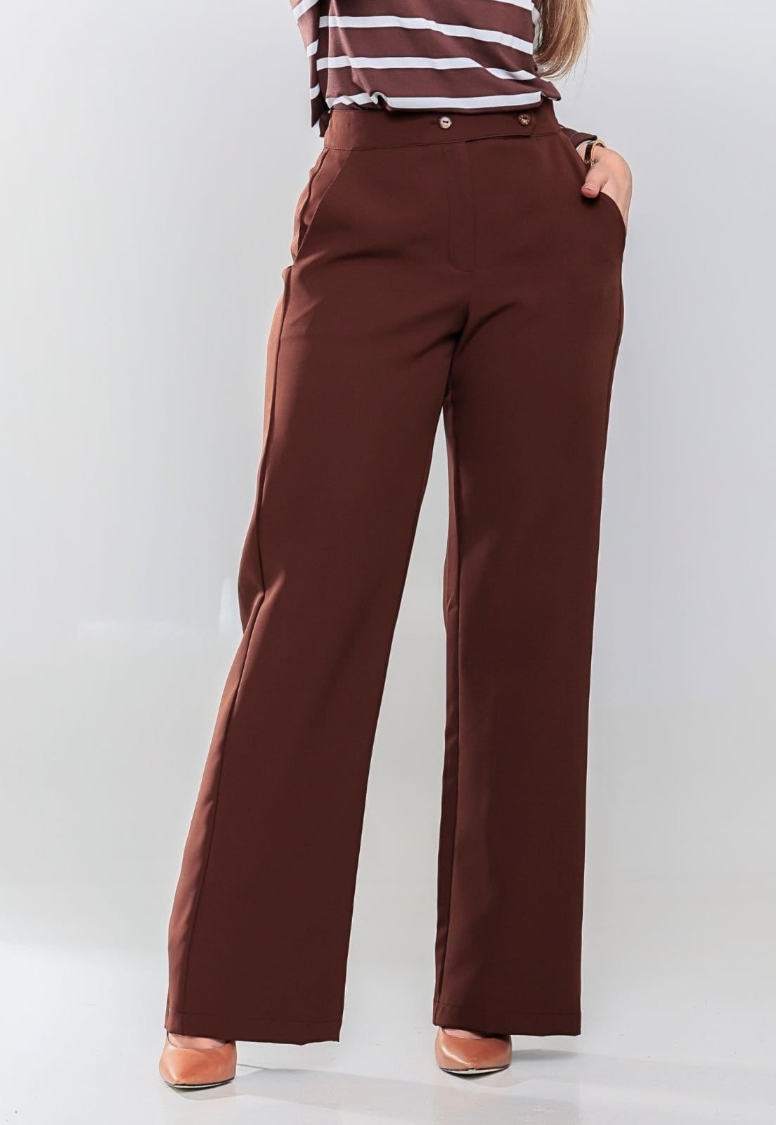 Calca Alfaiataria Classic Elegante Poliester Premium Escuro