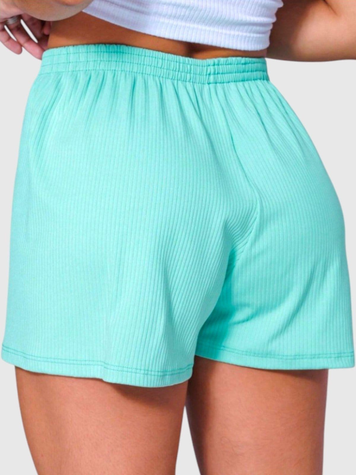 Vista 2 Short Malha D Bell Outlet Fashion Canelado Soltinho Claro D BELL OUTLET FASHION azul