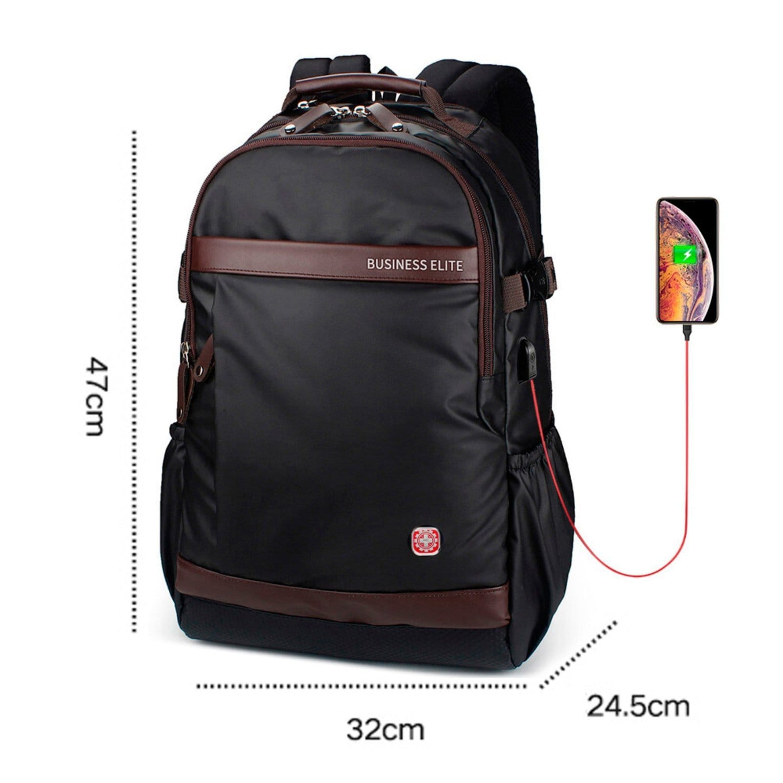 Vista 2 Mochila Executiva Notebook Masculina Antifurto USB Espaçosa Crossgear preto