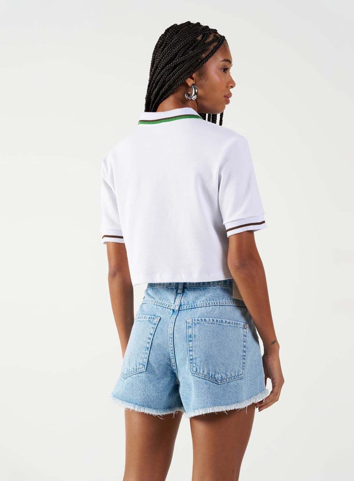 Vista 2 Polo Malha Decote com Ziper Colcci CLC Branco/Verde Colcci CLC branco verde