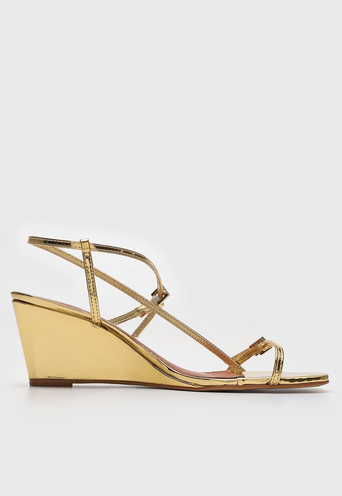 Vista 2 Sandália Anabela Santa Lolla Média Dourada Santa Lolla dourado