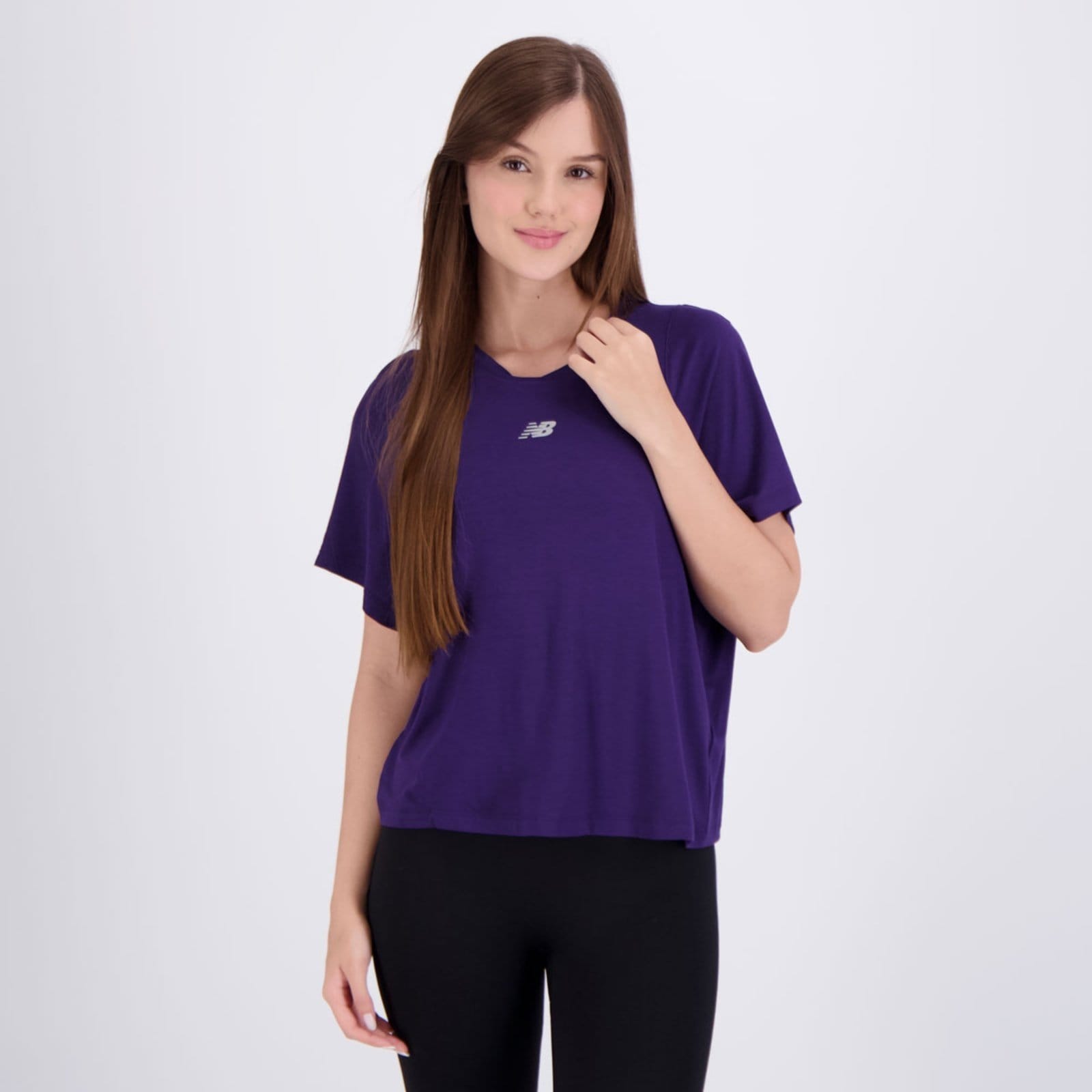 Vista principal Camisa New Balance Infinity Jersey Feminina New Balance roxo