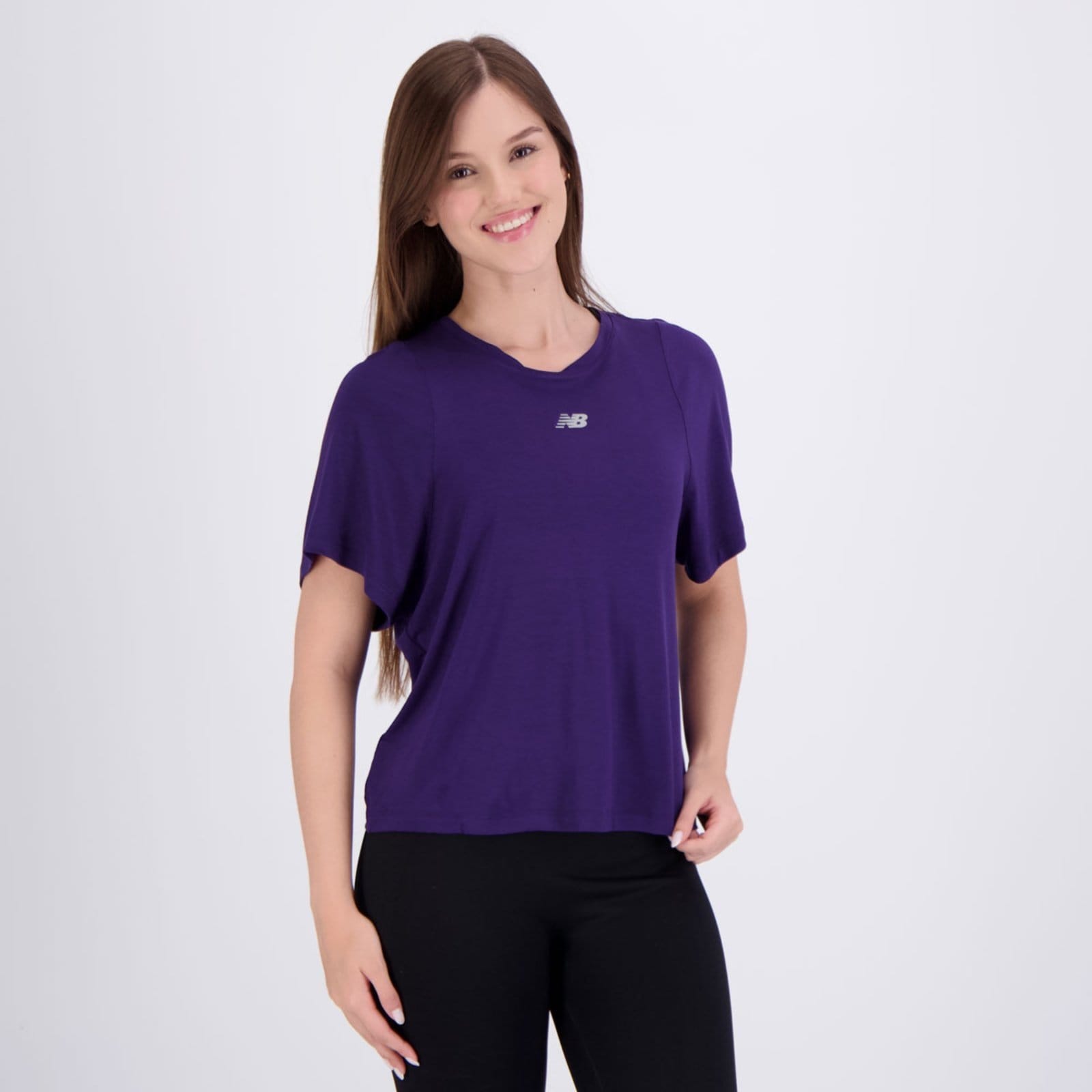 Vista 2 Camisa New Balance Infinity Jersey Feminina New Balance roxo