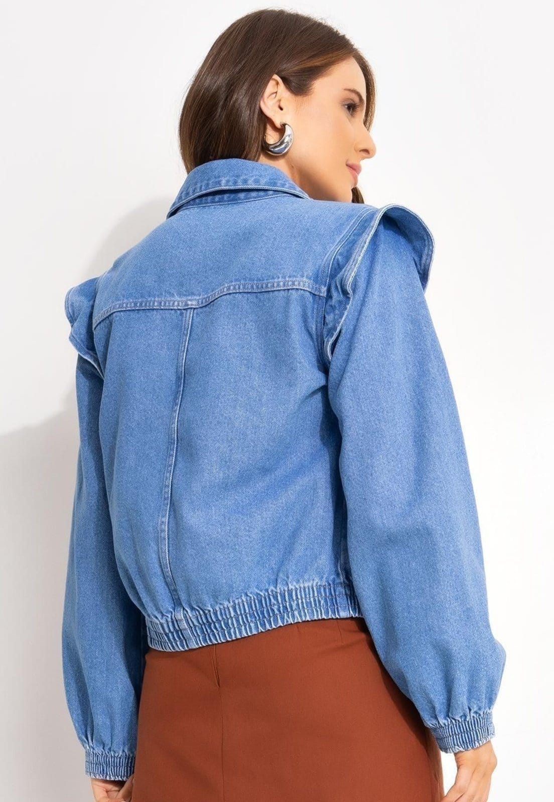 Vista 2 Jaqueta Em Jeans édio Quintess azul