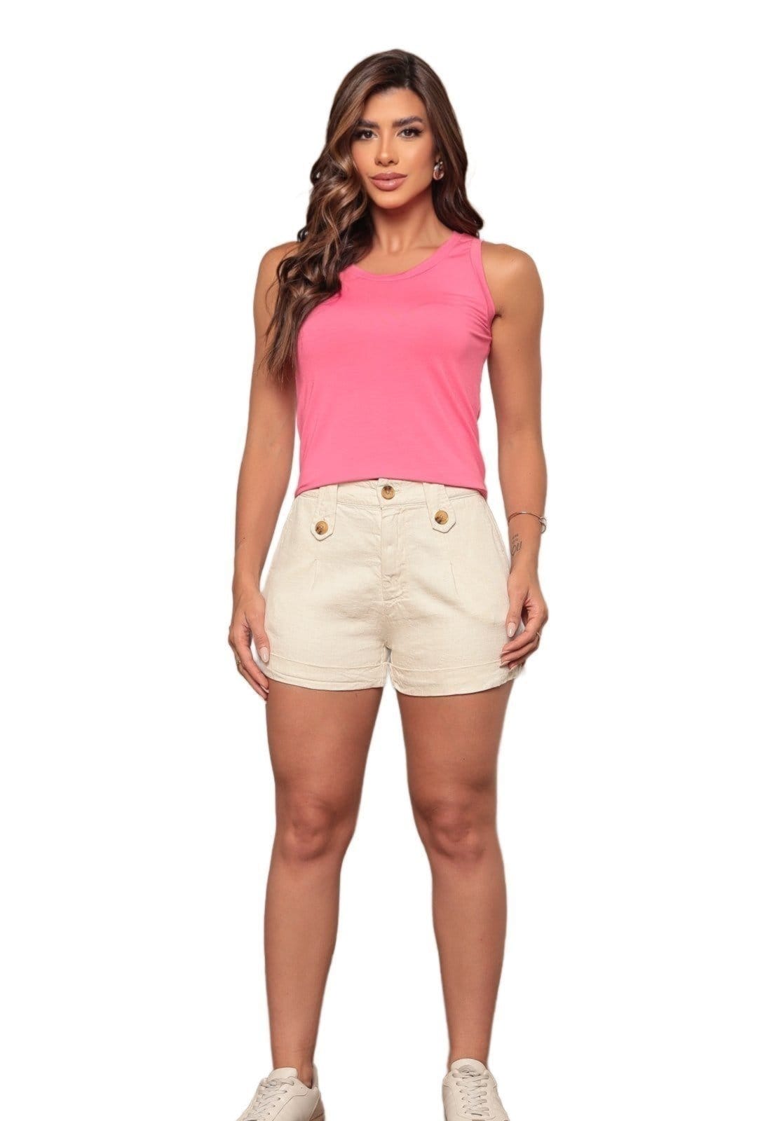 Short Dellamarca Viscolinho Natural Creme