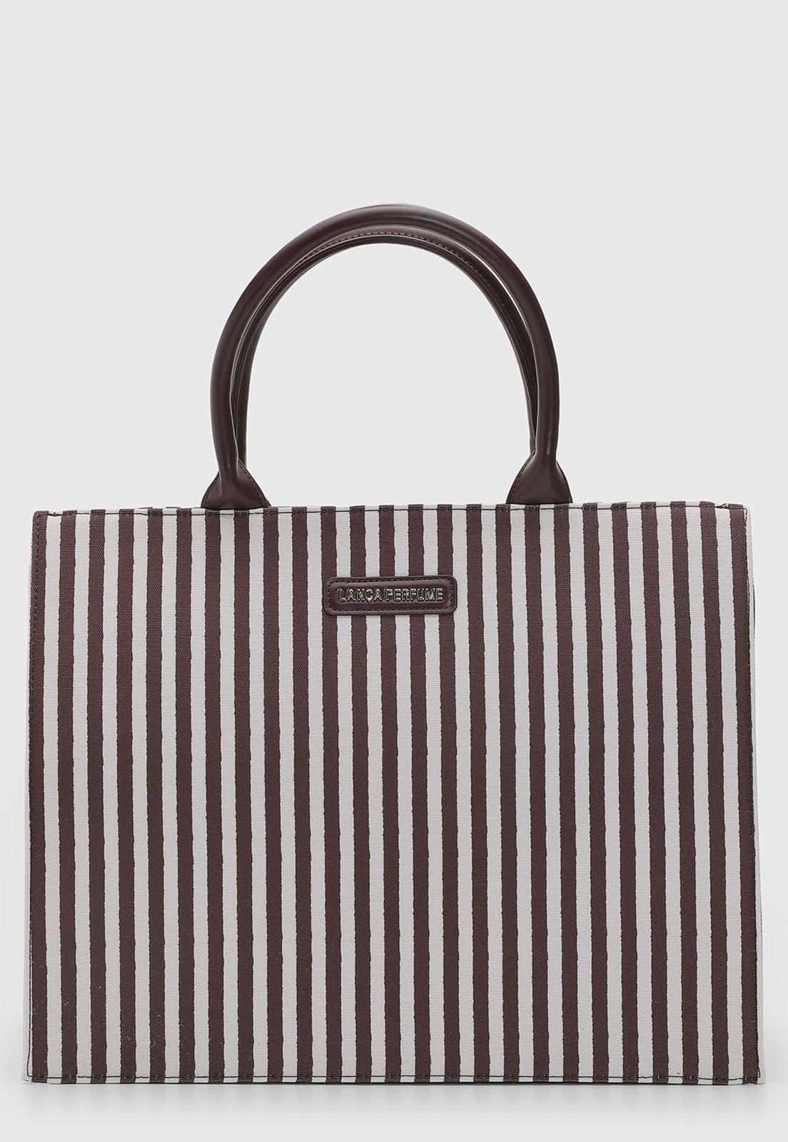 Vista principal Bolsa Feminina Lança Perfume Estruturada Listrada Lança Perfume marrom