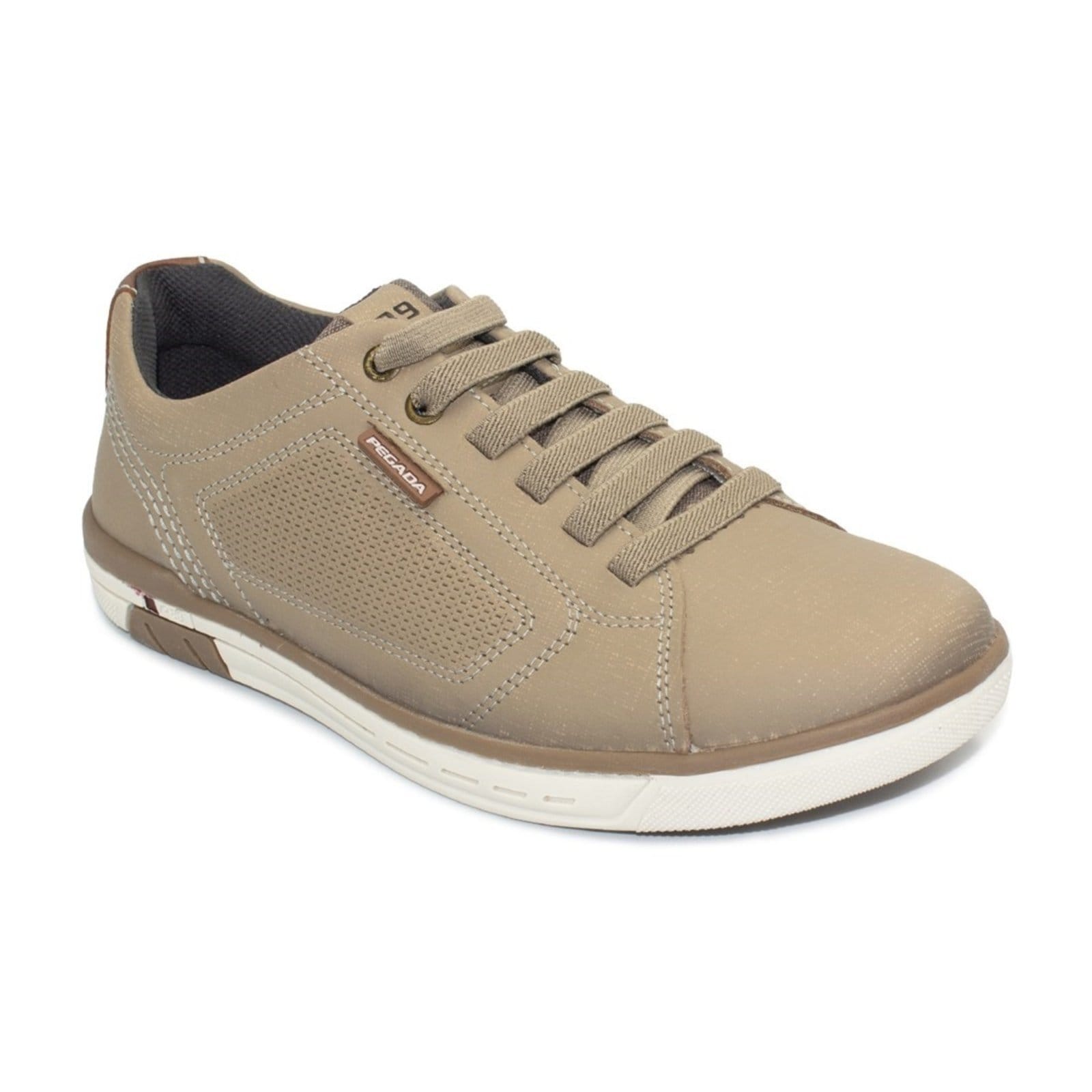 Vista 2 Sapatênis Pegada Masculino Couro e Elástico 119312 PEGADA bege