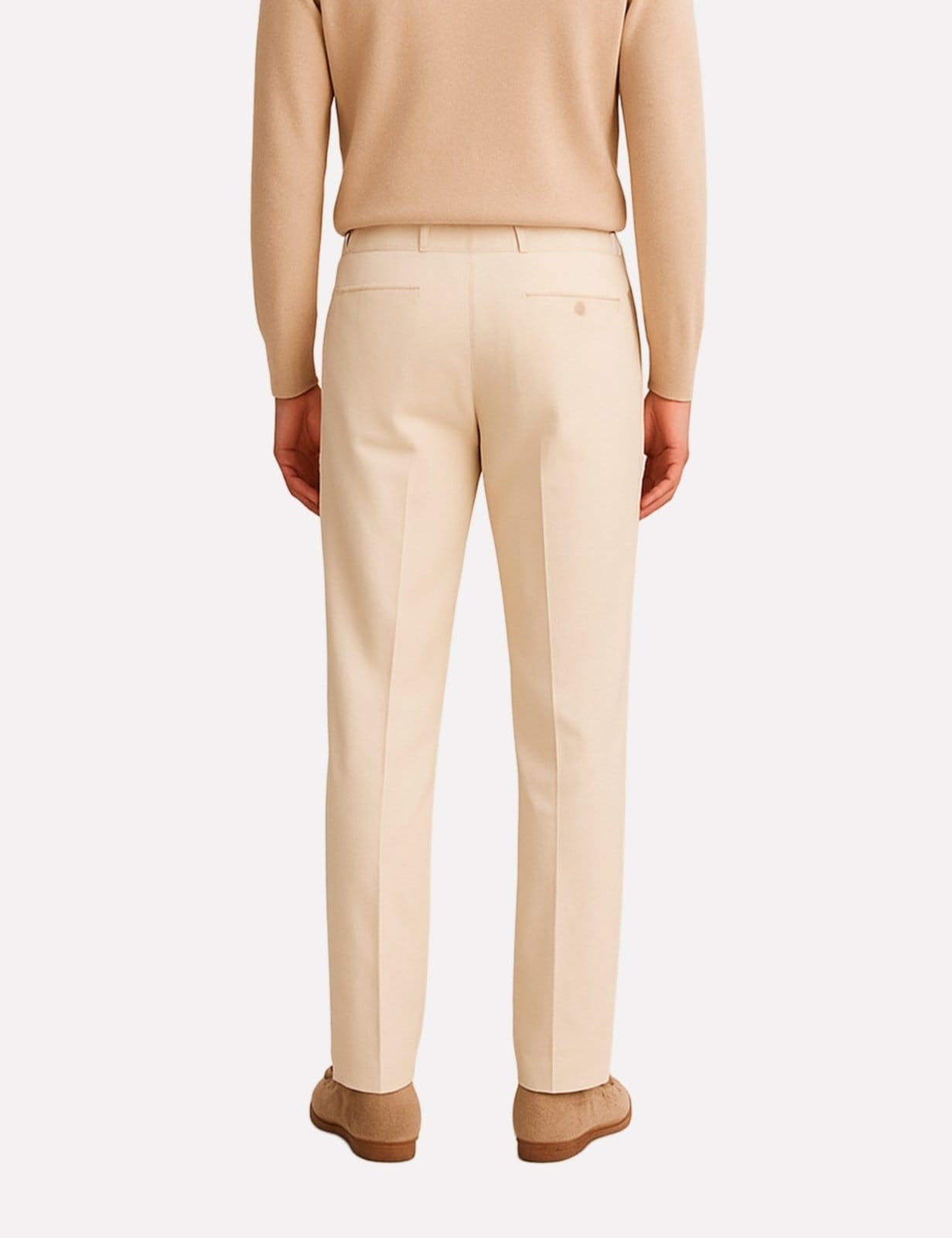 Vista 2 Calça Hugo Boss Masculina Slim Fit Sarja H-Kaiton1 Creme Hugo Boss bege