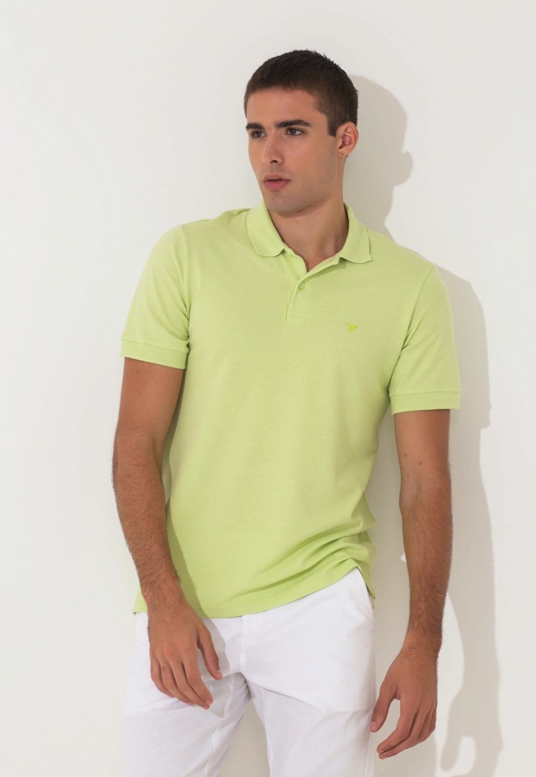 Vista 2 Polo Traymon Piquet Slim Com Elastano Maça Traymon verde